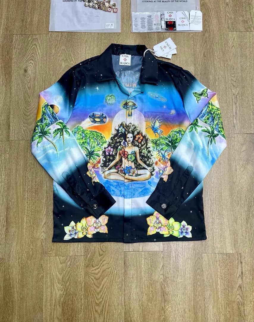 Casablanca Camisa Manga Longa Estampada Paisagem Tropical