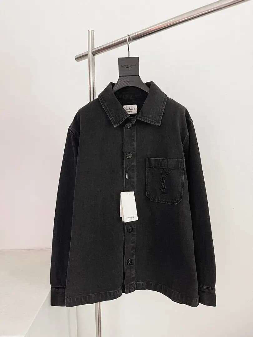 Saint Laurent Jaqueta jeans com logo bordado