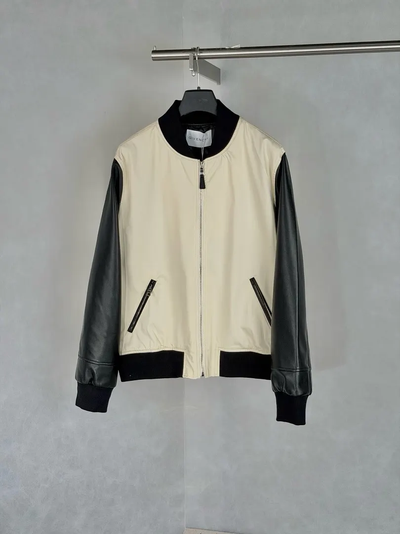 Givenchy Jaqueta bomber college com mangas de couro