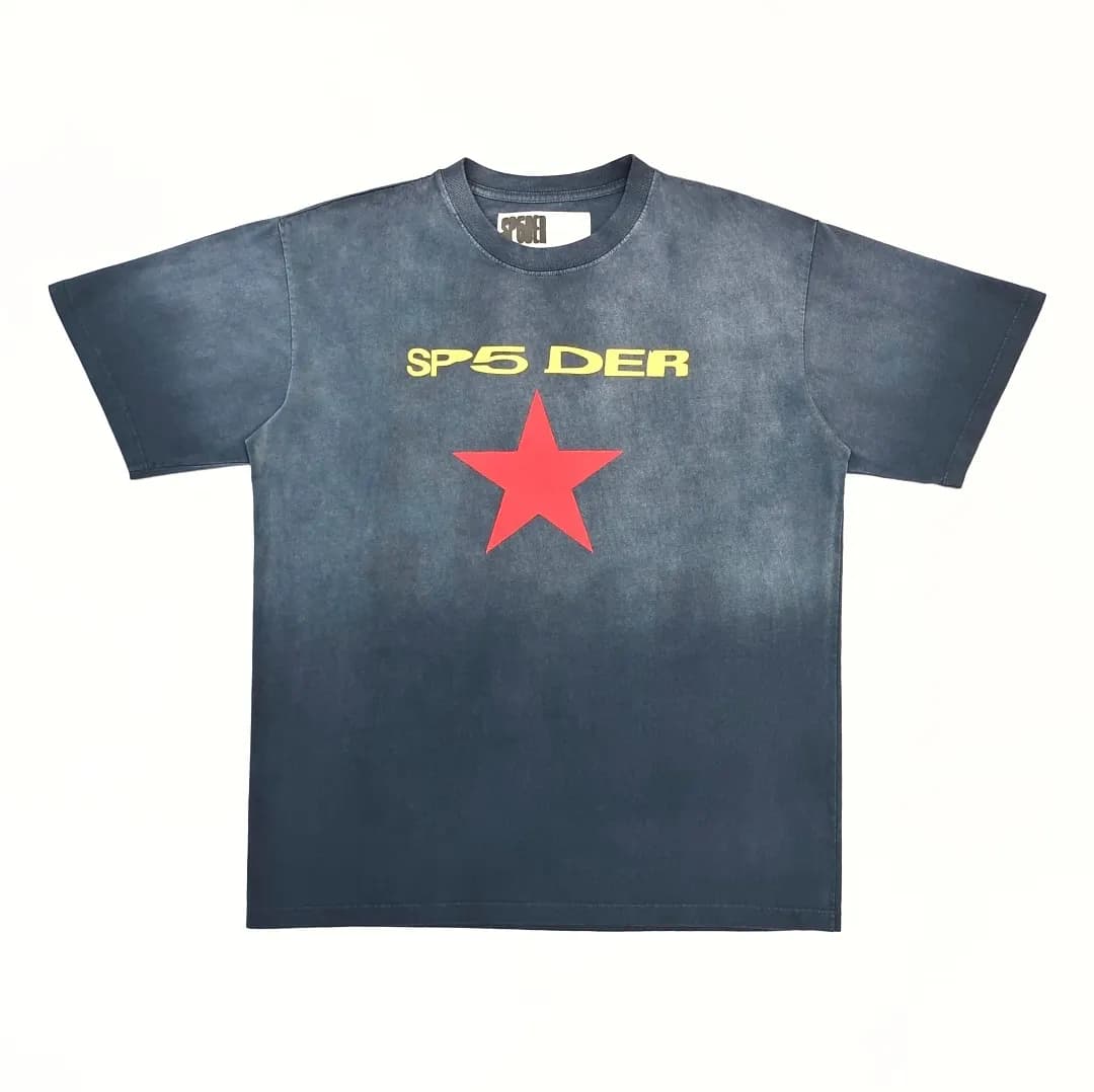 Sp5der Camiseta Estonada Estrela Vermelha