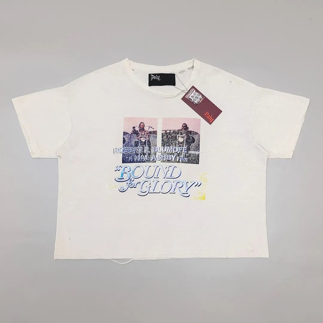 Palm Angels Camiseta Bound for Glory destroyed bege