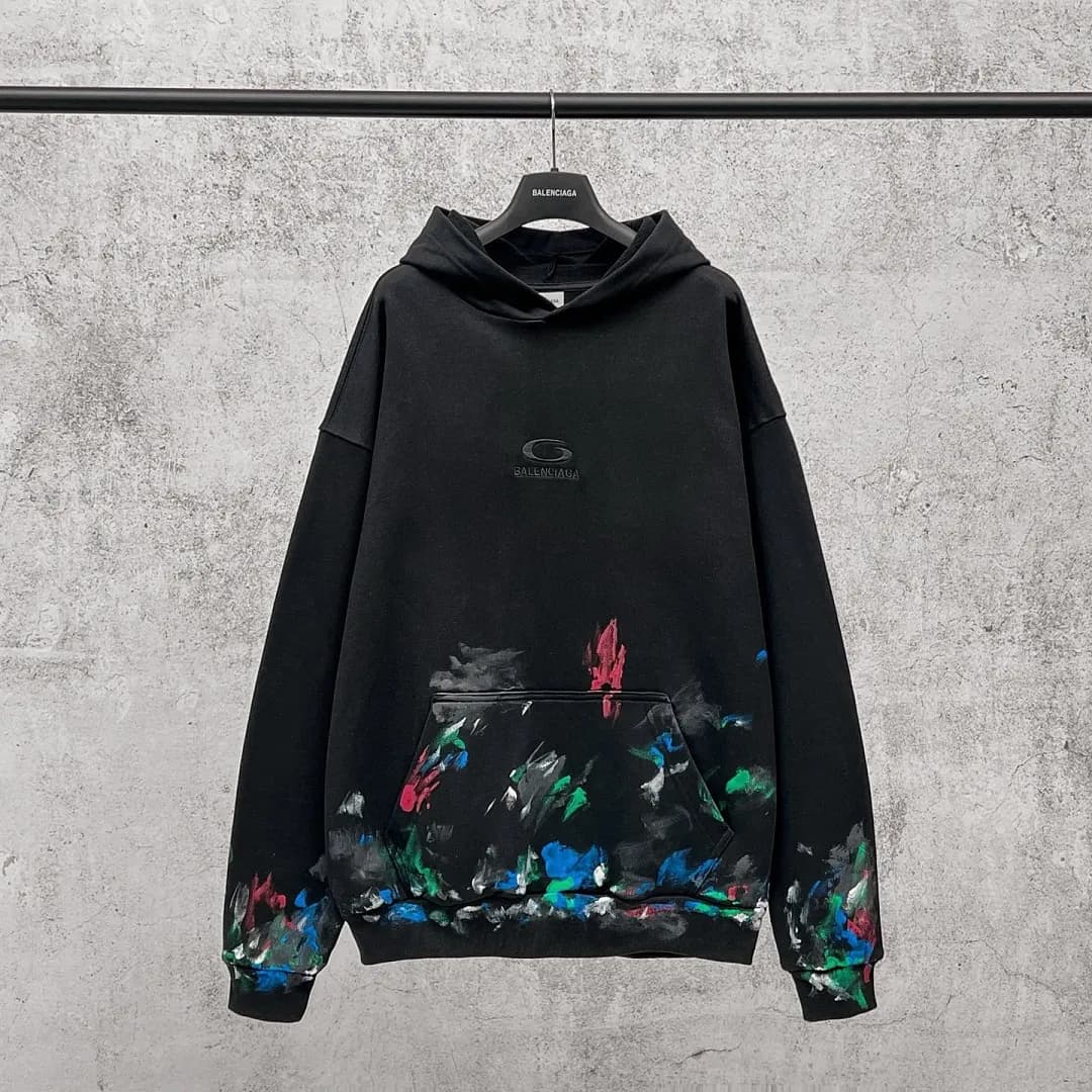 Balenciaga Moletom com Capuz Estampa Tinta
