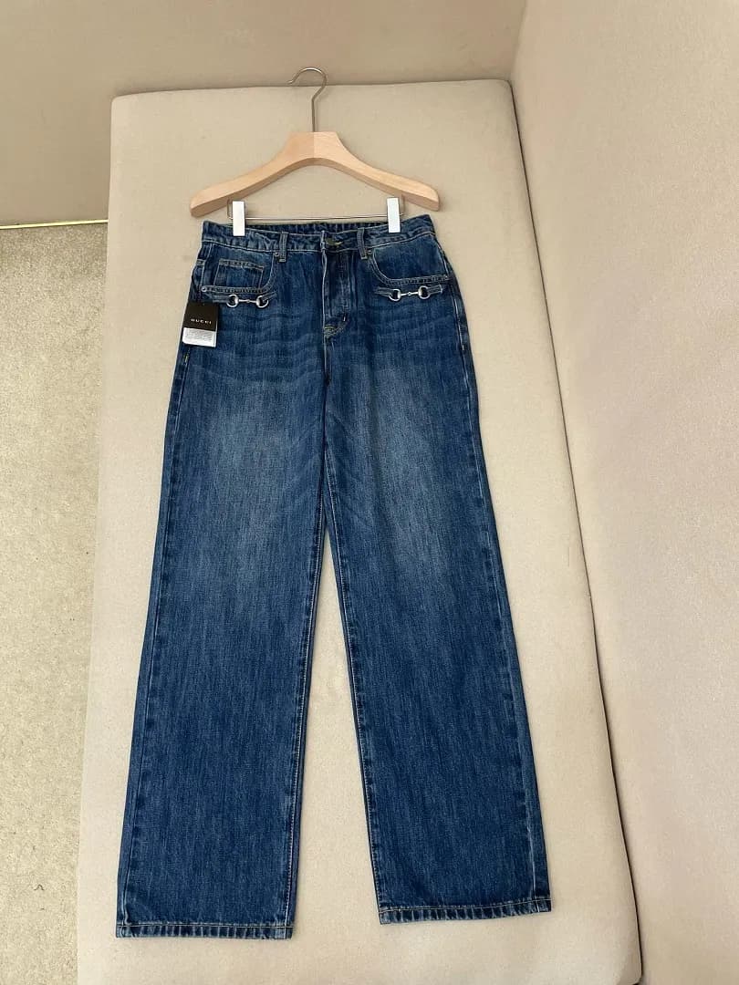 Gucci Calça jeans reta lavagem escura